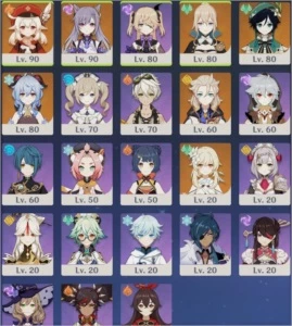CONTA AR55 KLEE, GANYU, VENTI, KEQINGc1, +5* 10KPRIMO+20ROLL - Genshin Impact