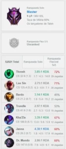 CONTA MASTER MAIN SUP/JG 60%WIN - League of Legends LOL