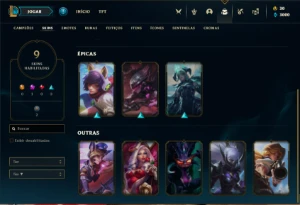 Conta Unranked com 21 Champs e 9 Skins - League of Legends LOL