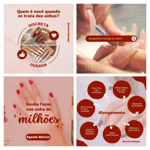 Pack Manicure 12 Artes Editáveis Canva - Artes e Templates Artes Canva