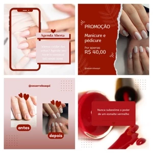 Pack Manicure 12 Artes Editáveis Canva - Artes e Templates Artes Canva