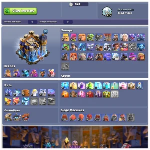 CV18 Conta com Skins Top 1.700+ Gemas Martelo e Livros Mágic - Clash of Clans