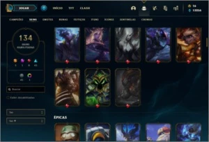 Conta prata 3 com TODOS os champs e 134 skins - League of Legends LOL