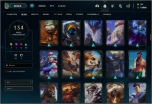 Conta prata 3 com TODOS os champs e 134 skins - League of Legends LOL