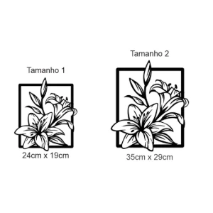 Quadro Floral Vazado em MDF Preto - Artesanato e Personalizados