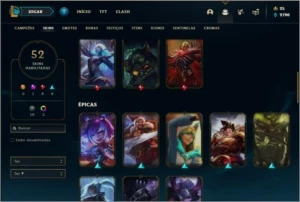 Conta bronze 3 com 106 champs e 52 skins - League of Legends LOL