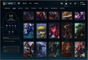 Conta bronze 3 com 106 champs e 52 skins - League of Legends LOL
