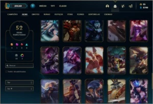 Conta bronze 3 com 106 champs e 52 skins - League of Legends LOL