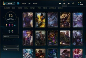 Conta bronze 3 com 106 champs e 52 skins - League of Legends LOL