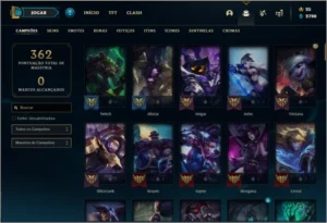 Conta bronze 3 com 106 champs e 52 skins - League of Legends LOL