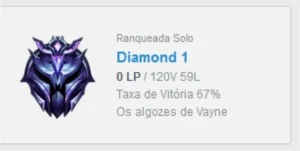 CONTA DIAMANTE 1 MMR ALTO 67% WINRATE - League of Legends LOL