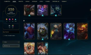 Unranked com TODOS os champs e 321 Skins (Nivel 714) - League of Legends LOL