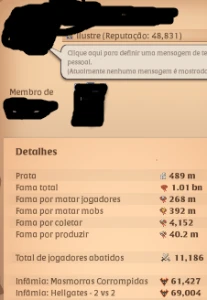 Conta Albion 600M(Prata) 1B(Fama) cursed>718 holy>697 - Albion Online