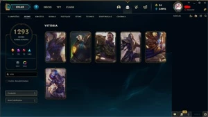 conta 1293 skins,todos emotes da loja ( emotes challenger) - League of Legends LOL