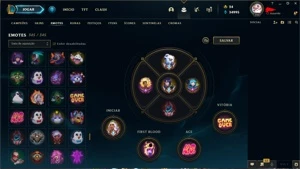 conta 1293 skins,todos emotes da loja ( emotes challenger) - League of Legends LOL