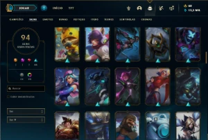 Conta ouro 3 com 110 Champs e 94 Skins ( MAIN SUP ) - League of Legends LOL