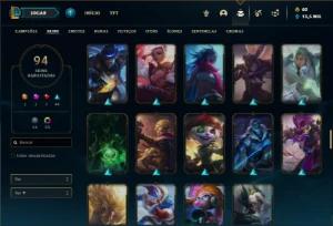 Conta ouro 3 com 110 Champs e 94 Skins ( MAIN SUP ) - League of Legends LOL