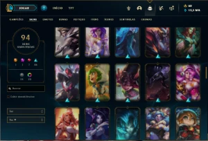 Conta ouro 3 com 110 Champs e 94 Skins ( MAIN SUP ) - League of Legends LOL