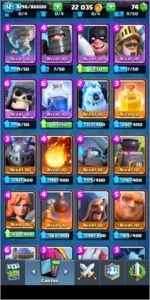 LIGA 1 4260 12 LENDARIAS 8 NV 10 lenhador nv11 - Clash Royale