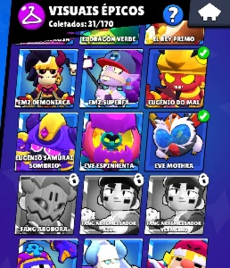 Conta com 74 Brawlers - Brawl Stars