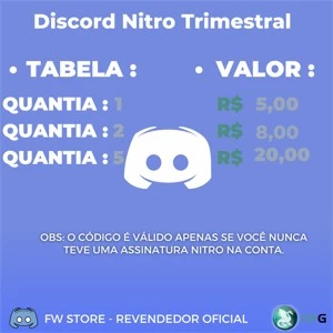 CÓDIGO DISCORD NITRO TRIMESTRAL - Assinaturas e Premium