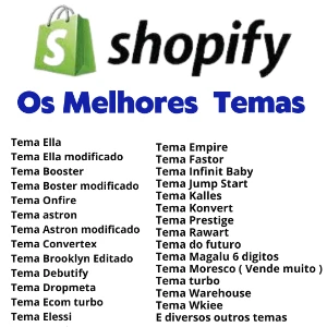 Temas Shopify Versão Atualizada + 60 Listas de Fornecedores - Serviços Digitais