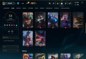 Esmeralda 2 com 85 Champs e 36 Skins +1 Prestigio - League of Legends LOL