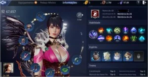 Conta Mir4 lvl 63 67k de power 26% de mineração