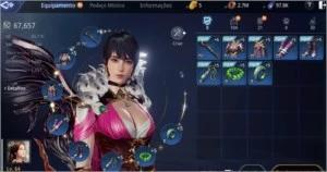Conta Mir4 lvl 63 67k de power 26% de mineração