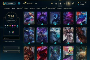 Prata 4 com TODOS os Champs e 234 Skins +13 Vitoriosas - League of Legends LOL