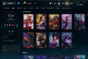 Prata 4 com TODOS os Champs e 234 Skins +13 Vitoriosas - League of Legends LOL