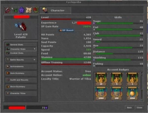 RP 428 SKILL: 129/113 - KALIBRA(BR) - Tibia