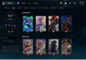 Conta com todos os campeões e 367 skins - League of Legends LOL