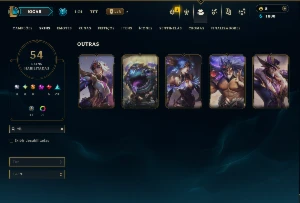 Platina 1 com 150 Champs e 54 Skins - League of Legends LOL
