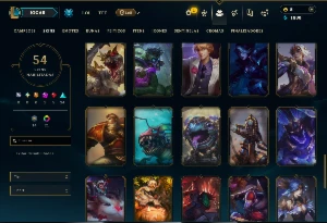 Platina 1 com 150 Champs e 54 Skins - League of Legends LOL
