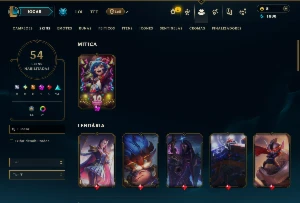 Platina 1 com 150 Champs e 54 Skins - League of Legends LOL