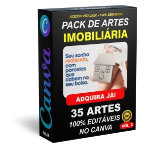 Pack Canva Imobiliária Modelo 2 - 35 Artes Editáveis - Serviços Digitais