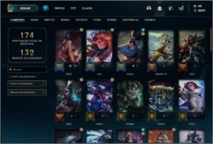 Conta diamante 3 com 53 champs e 35 skins - League of Legends LOL