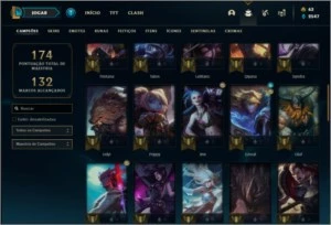 Conta diamante 3 com 53 champs e 35 skins - League of Legends LOL