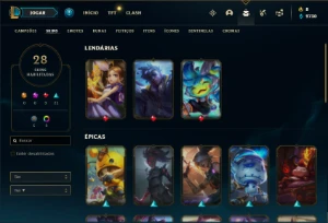 Conta ouro 1 com 38 Champs e 28 Skins - League of Legends LOL