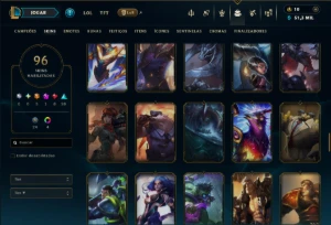 Prata 2 com TODOS os Champs e 96 Skins ( TOP / JG ) - League of Legends LOL