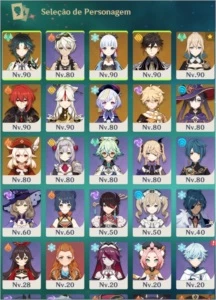 Conta Genshin Impact 9 personagens 5* + Aloy
