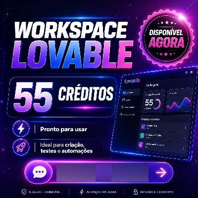Workspace lovable com 55 créditos no seu email - Inteligência Artificial