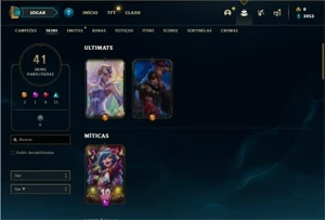 Conta prata 1 com 51 Champs e 41 Skins ( 2 Ultimates ) - League of Legends LOL