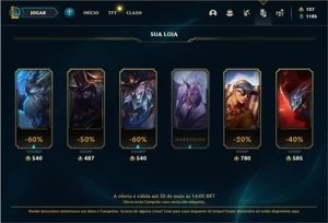 Conta ouro 4 com 51 Champs e 15 Skins + 6 Espolios - League of Legends LOL