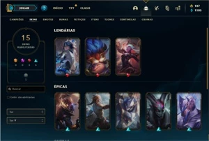 Conta ouro 4 com 51 Champs e 15 Skins + 6 Espolios - League of Legends LOL