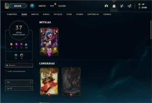 Conta ouro 2 com 80 Champs e 37 Skins + 3 Vitoriosas - League of Legends LOL