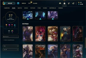 Conta ouro 2 com 80 Champs e 37 Skins + 3 Vitoriosas - League of Legends LOL