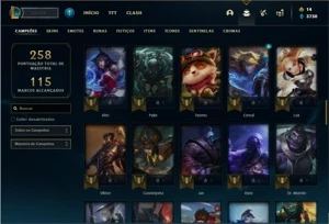 Conta ouro 2 com 80 Champs e 37 Skins + 3 Vitoriosas - League of Legends LOL