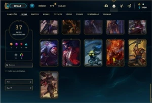 Conta ouro 2 com 80 Champs e 37 Skins + 3 Vitoriosas - League of Legends LOL